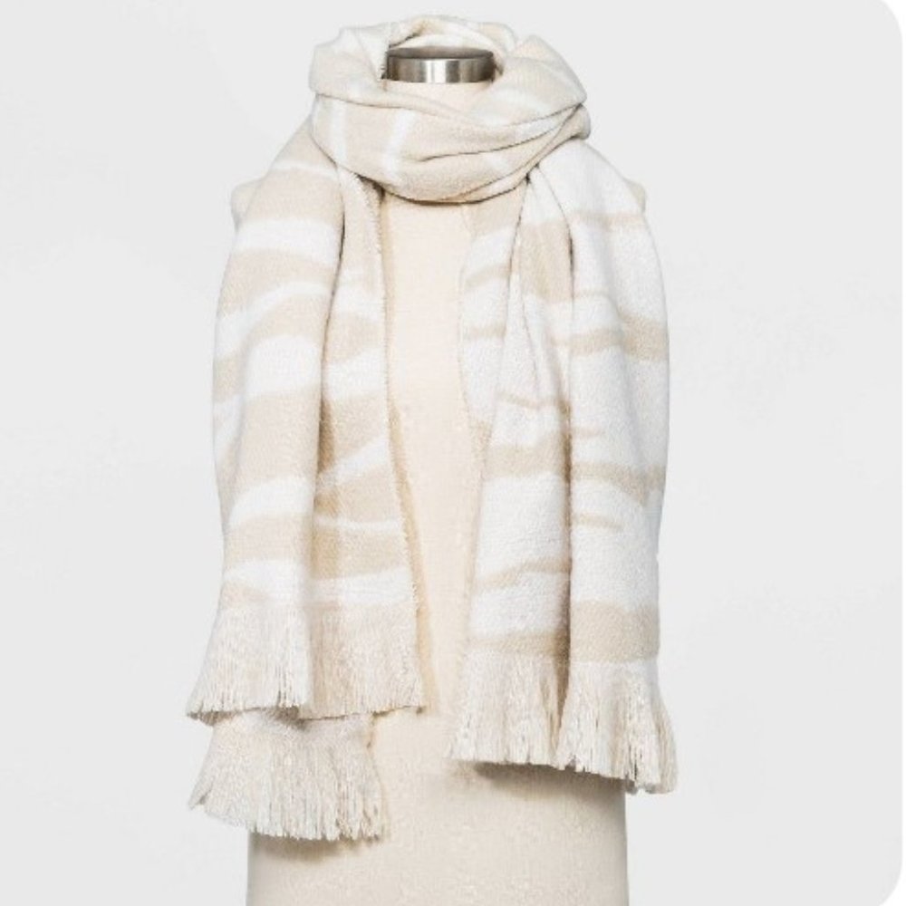 A New Day Blanket Scarf Zebra Print  Beige